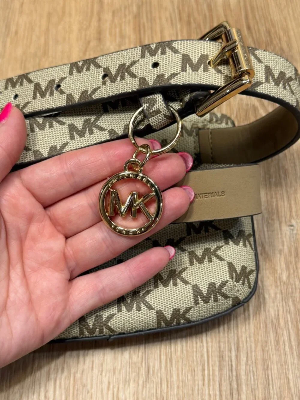 Michael Kors Monogram Belt Bag Brown Logo Canvas Large/XL Adjustable Strap Gold